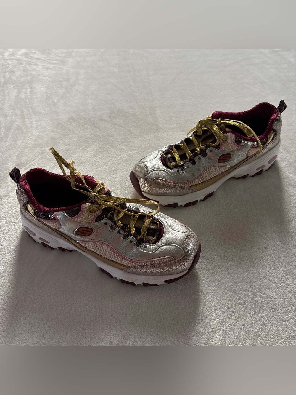 Y2K Skechers D'Lites Chunky Gold Dust Metallic Women's 10 Sneakers